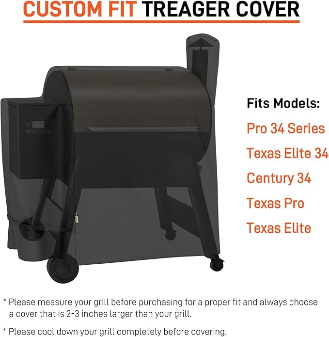 Arcedo Grill Cover Compatible with Traeger Pro 34 Series - Full Length Heavy Duty Waterproof Large Wood Pellet Smoker Covers for Texas Elite, Pro 780, Winter Outdoor BBQ Grill Pro34 Accessories