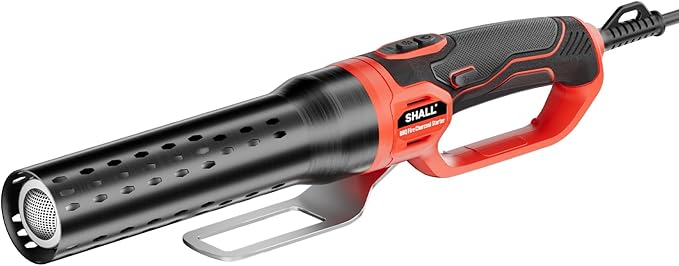 SHALL Electric Charcoal Starter Fire Lighter with Air Blower, 60S Rises to 1292℉ Chemical Free Heated for BBQ Smoker, Grill Starter, Wood Burning Fireplaces & Fire Pits | 9.19ft Cable