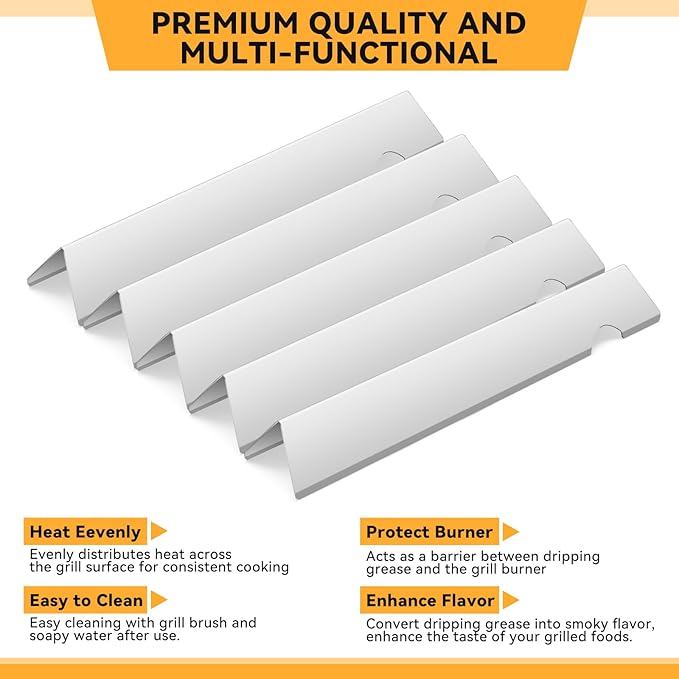 17.1" Stainless Steel Flavorizer Bars for Weber Genesis II Grill Parts, GS4 Genesis II/II LX 300, II E-310, II E-315, II E-335, II LX-340 Replacement Parts, for Weber 66795, 5 Pcs