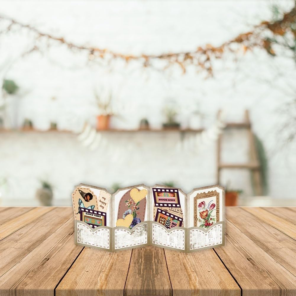 Lapoo Geometric Cutting Dies for Scrapbooking - Durable, Cut Stencils for DIY Scrapbook Photo Album Decorative Paper Card, Card Making Supplies (Folding Card 7.2 x 4.3 in)