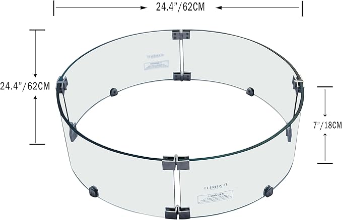 All Fire Table Pit Wind Screens and Stainless Steel Buner Lid from ELEMENTI | ELEMENTI Plus and MODENO (Wind Screens, Round 24.4" WS - 001)