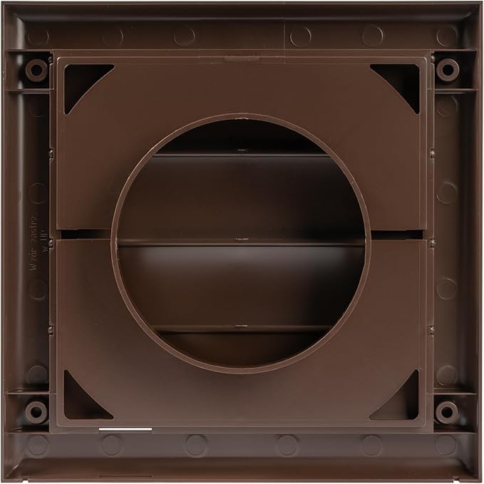 Plastic 4" Brown Dryer Vent Cover with Flange - Exhaust Ventilation Grille with Shutters - Louvered Air Vent for Bathroom, Kitchen, Garage various Ventilation Systems Ø3.9" / 7.5" x 7.5"