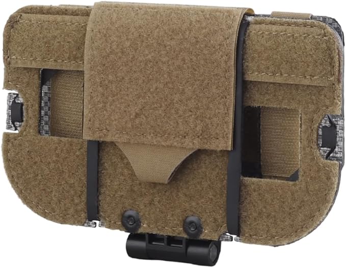 Let Me Be Airsoft Plate Carrier Molle Phone Carrier Outdoor Lightweight Navigation Board，Wide Angle Foldable Phone Holder Chest Rig Hovering Mount Tactical Vest Accessory (Coyote Brown)