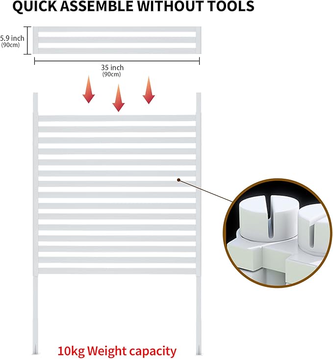 Outdoor Privacy Screen Fence with Feet Stand 3FT x 5FT, Freestanding Fence Privacy Screen for Outside, Metal Pipes and Slats Panels Divider Stake for Garden Patio Balcony Backyard White