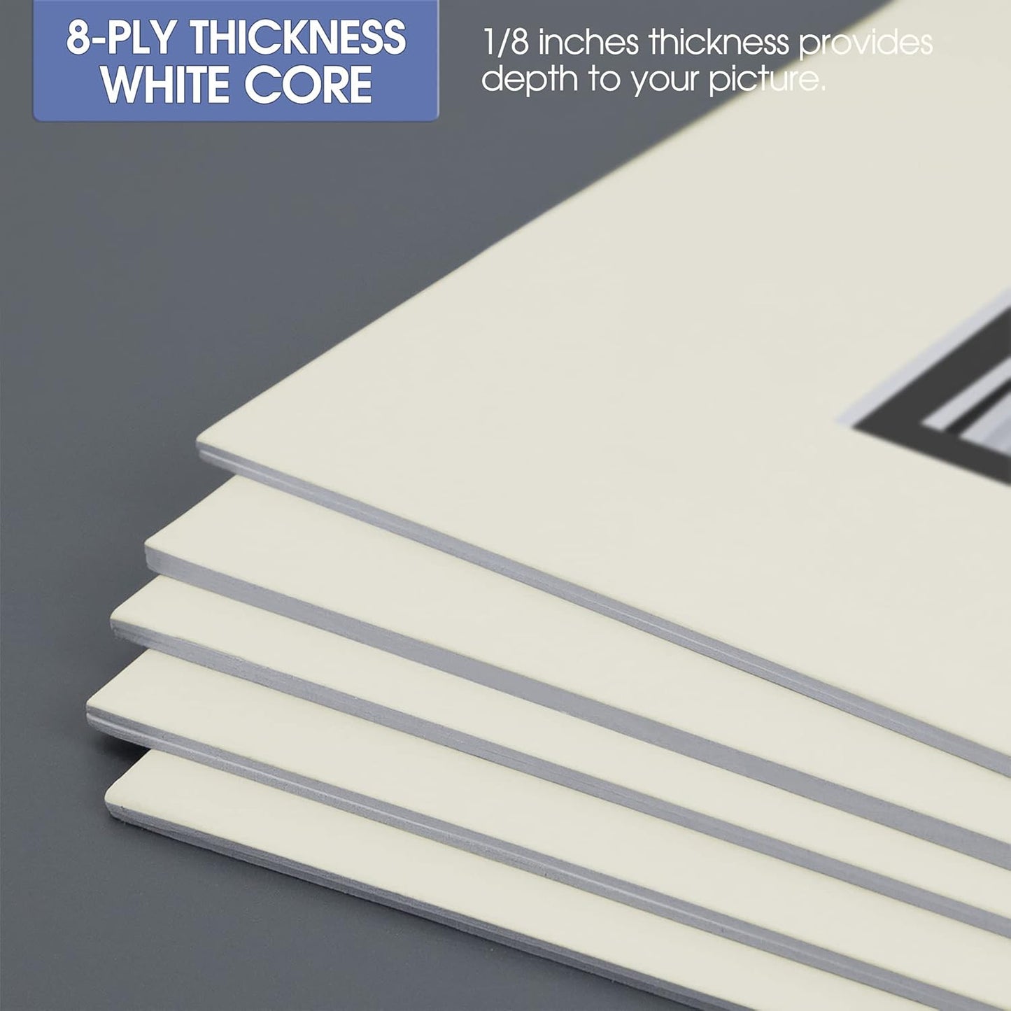 Golden State Art, 11x14 Double Mats for 8x10 - for Photos, Pictures, Frames - Acid-Free, 5 Pack, Light Gray Over Black