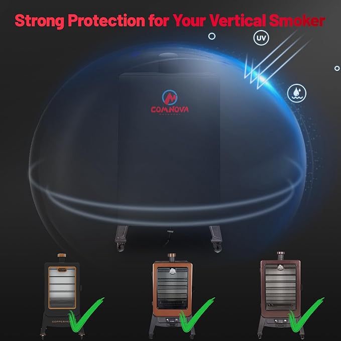 Comnova Vertical Smoker Cover for Pit Boss 4-5 - 7 Series - Premium Wood Pellet Smoker Cover for Pitboss 73550, 600D Smoke Cover for Pit Boss 4 Series, 5 Series, 7 Series, and Competition PBV5P2