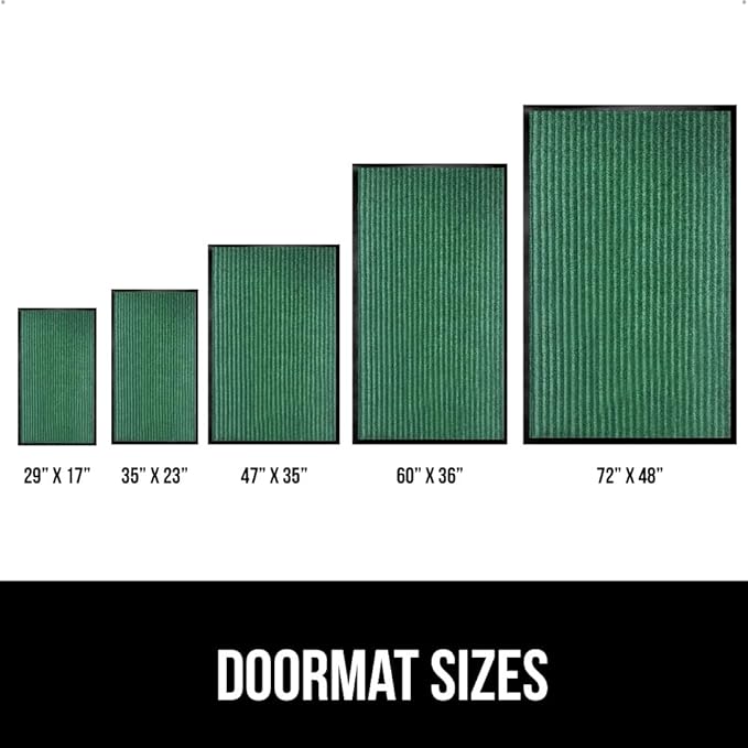 GORILLA GRIP Waterproof Traffic Guard Door Mat, 35x23, Heavy Duty Entryway Mats, Strong Rubber Back Commercial Utility Rugs for Office Hallway, Garage Floor and Home, Low Profile Carpet Runner, Green