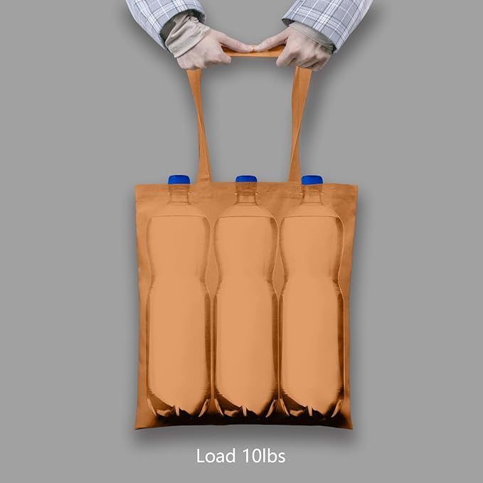 TOPDesign 6-Pack Economical 16"x15" Khaki Cotton Tote Bags, Lightweight Medium Reusable Grocery Shopping Cloth Bags, Suitable for DIY, Advertising, Promotion, Gift, Activity