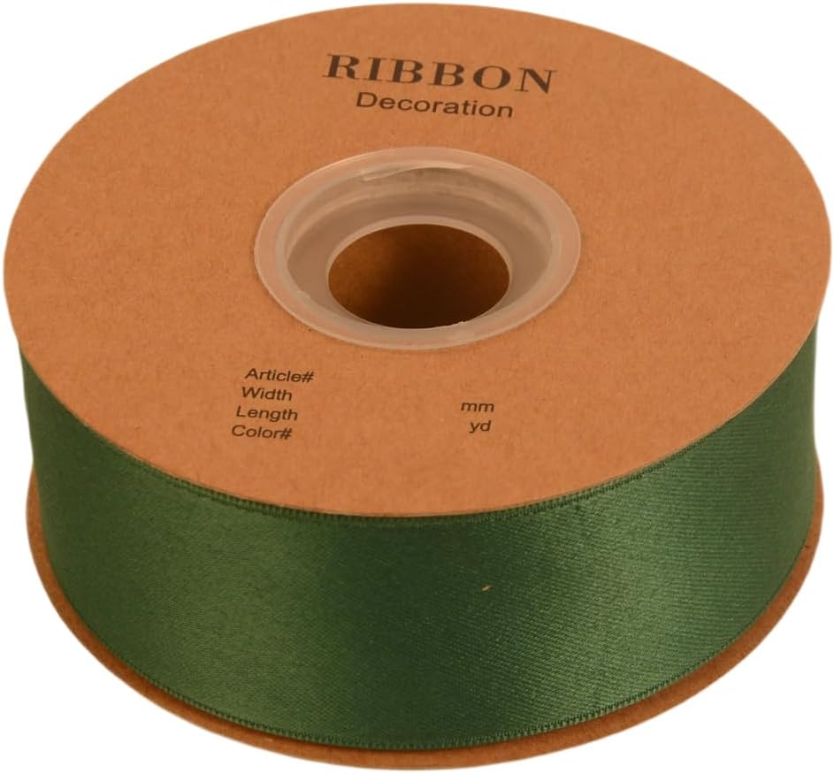Double Side Satin Ribbon, Continuous 20 Yards,Use for Craft Bows Bouquet, Gift Wrapping, Wedding Decoration, Floral Arrangement (Dark Green, 1 inch)