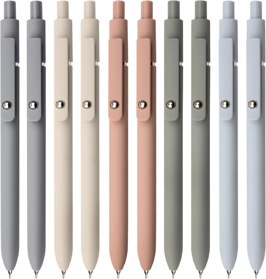 Gel Pens, 10Pcs 0.5mm Black Ink Pens Fine Point Smooth Writing Pens, High-End Series Retractable Pens for Journaling Note Taking, Cute Office School Supplies Gifts for Women (10 Pcs Morandi)