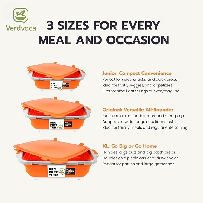30L Orange & 16L Black Collapsible BBQ Prep Tub