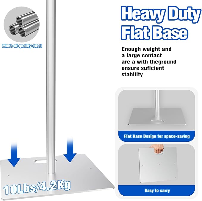 Pipe and Drape Backdrop Stand 8ftx10ft Adjustable Background Support System Heavy Duty Background Stand for Wedding Banquet Decorations Silvery