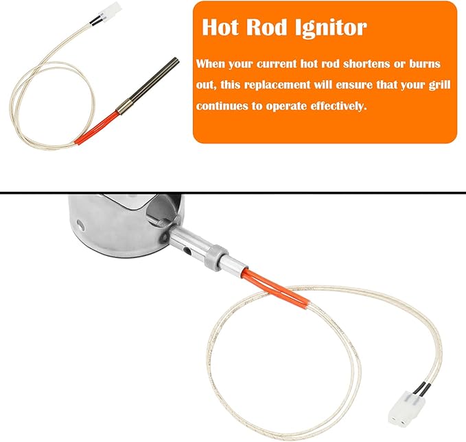 Fire Burn Pot and Hot Rod Ignitor Kit for Traeger and Pit Boss Pellet Grill, Upgraded Pellet Grill Replacement Parts, Come with Hot Rod Igniter, Ash Remover, Screws and Fuse