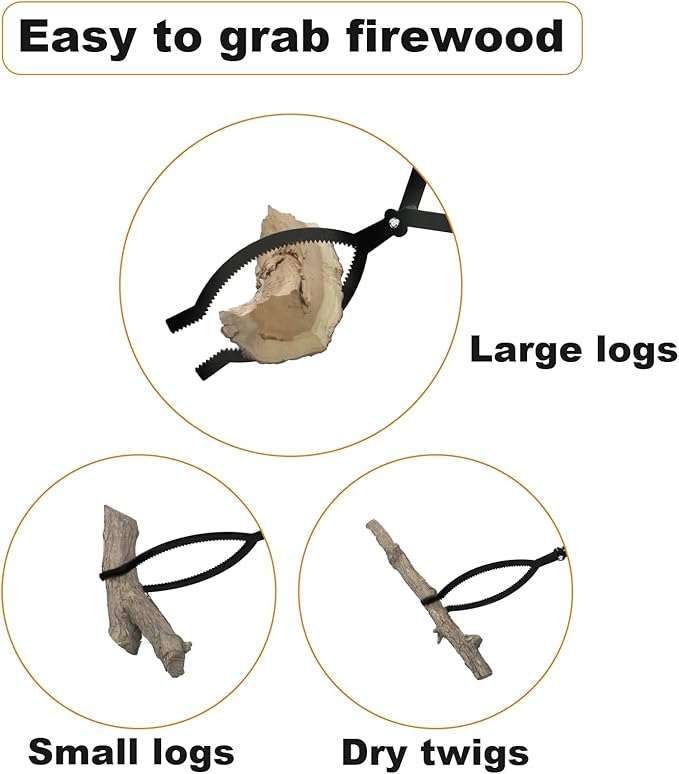 Heavy Duty Firewood Tongs – 42" Large Fireplace Tongs Log Grabber with Scissor Shape Serrated, Portable Expandable Fire Pit Tongs for Outdoor Fire Pit, Indoor Fireplaces, Campfires, Bonfires