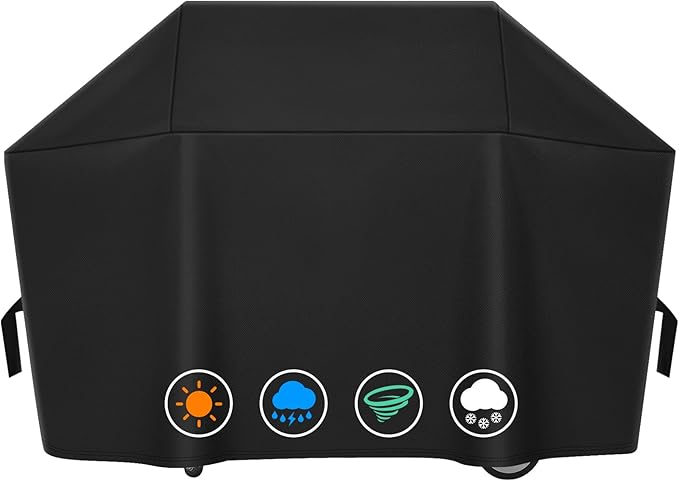 Heavy Duty 600D Polyester Cover Compatible with Napoleon 61665 PRO 665 Grill, Water Resistant Outdoor BBQ Cover, Weather Protection, Black