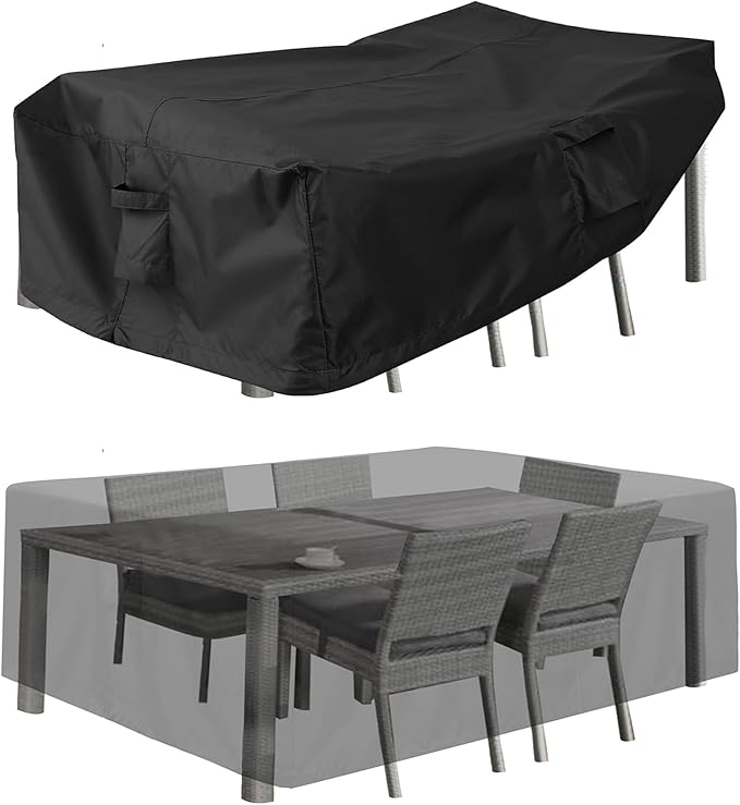 PureFit Patio Furniture Covers, Outdoor Table Furniture Cover Waterproof Rectangle, Patio Sectional Couch Set Cover for Deck, Lawn and Backyard, UV Resistant, 110"L x 84"W x 28"H, Black