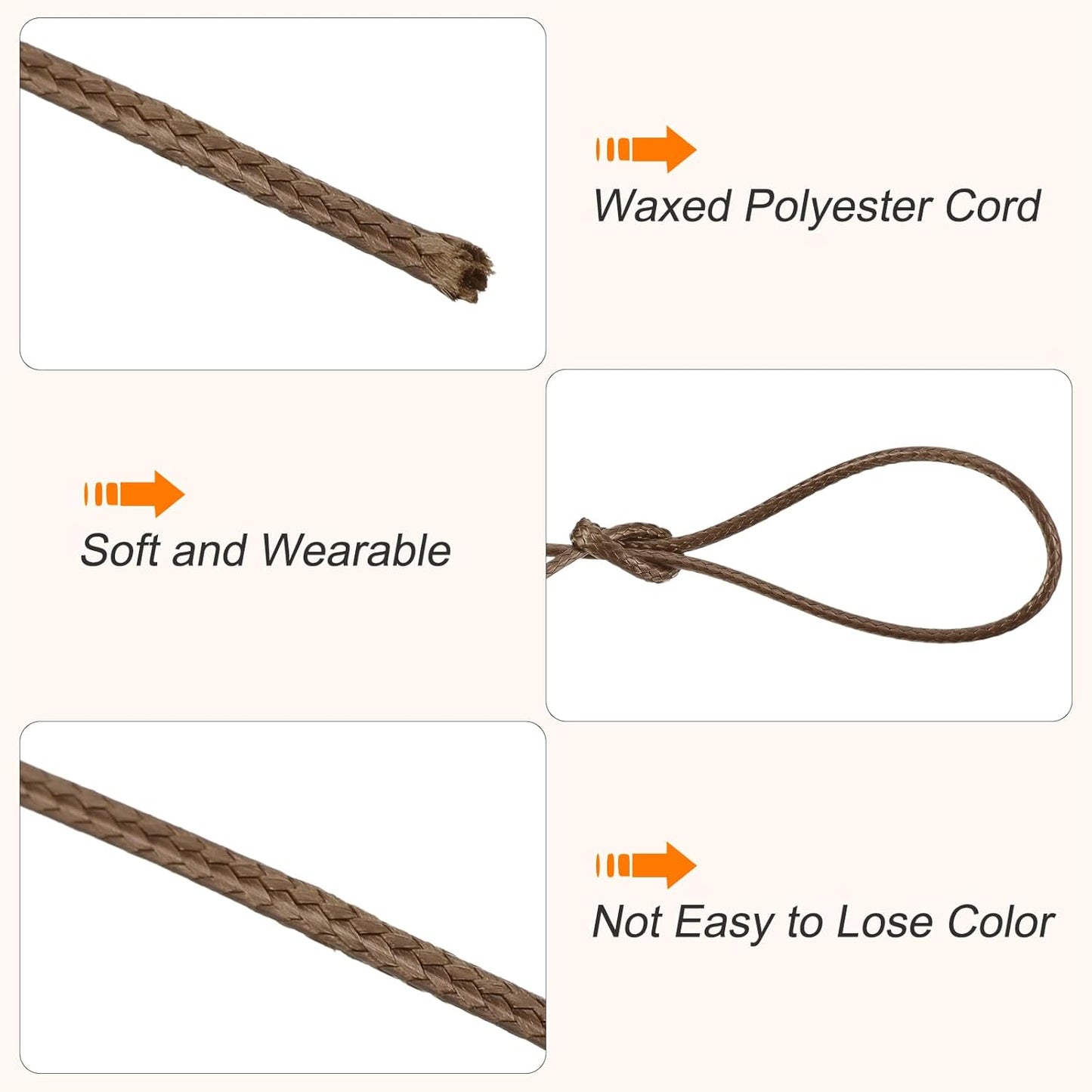 MECCANIXITY Waxed Cord 1.2mm Waxed Polyester Cord 175 Yard Wax String for Bracelet Making,Necklaces, Beading,Jewelry Making and DIY Crafts(Dark Brown)