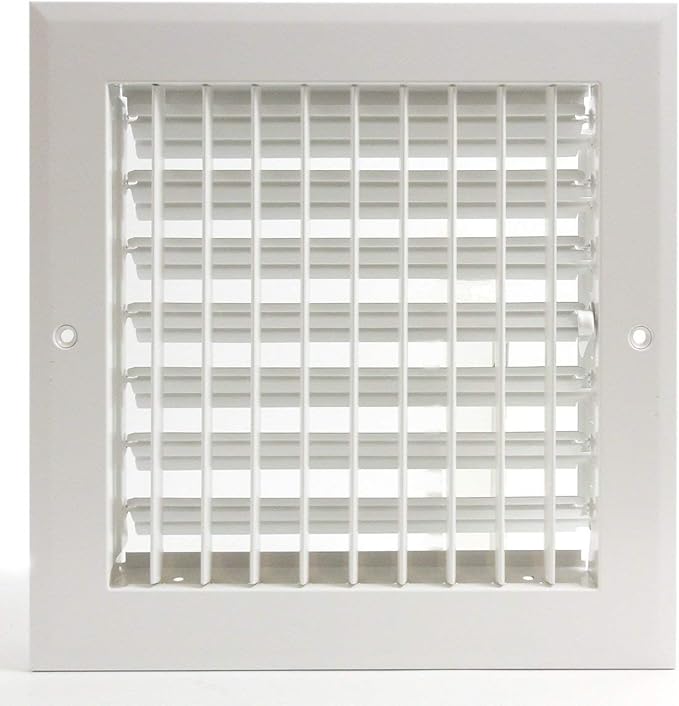 6"w X 6"h Adjustable AIR Supply Diffuser - HVAC Vent Cover Sidewall or Ceiling - Grille Register - High Airflow - White [Outer Dimensions: 7.75"w X 7.75"h]