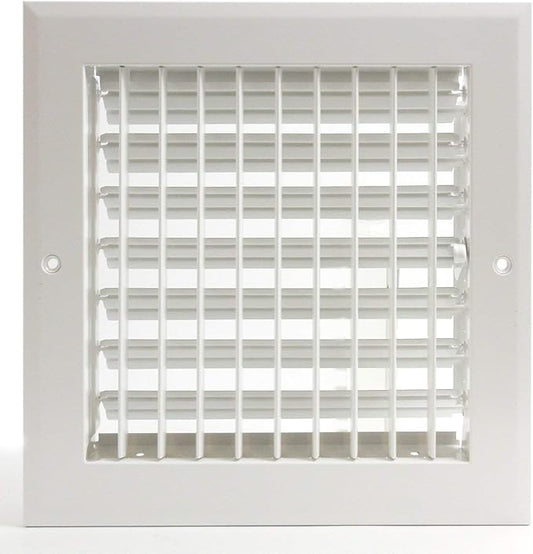 6"w X 6"h Adjustable AIR Supply Diffuser - HVAC Vent Cover Sidewall or Ceiling - Grille Register - High Airflow - White [Outer Dimensions: 7.75"w X 7.75"h]