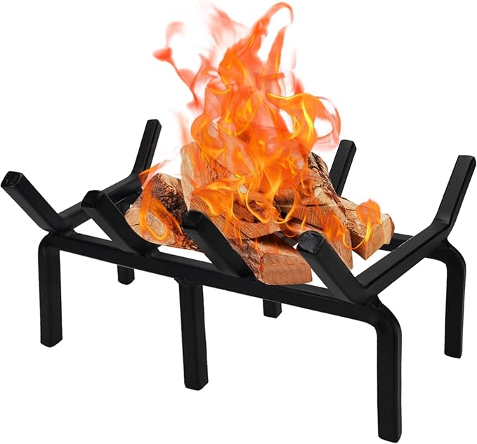 Fireplace Log Grate, Small 14Inch Heavy Duty Solid Steel Wood Rack Stove Firewood Holder for Indoor Hearth Outdoor Fire Pit Chimney Hearth Kindling Tool