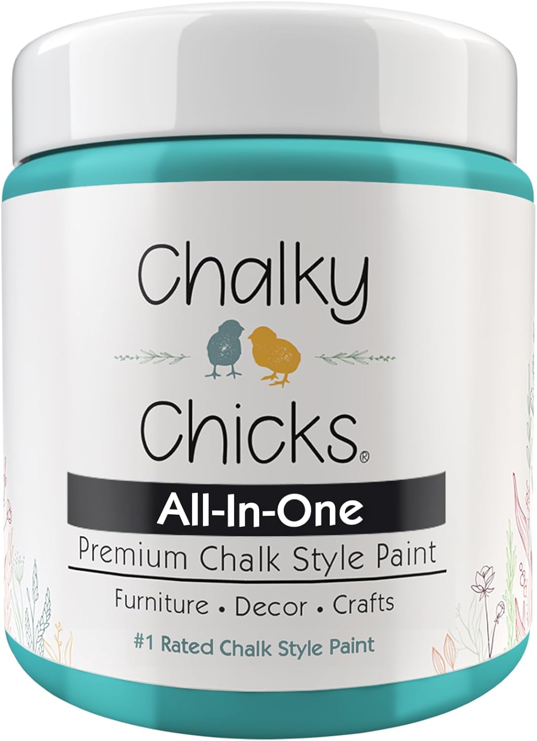 Chalky Chicks All-in-One Chalk Paint for Furniture or Cabinet - 4 Fl Oz - Matte Finish Mermaid (Green Teal) for Metal, Wood Furniture Paint - No Sanding All-in-One for Home Decor & Crafts, USA Made
