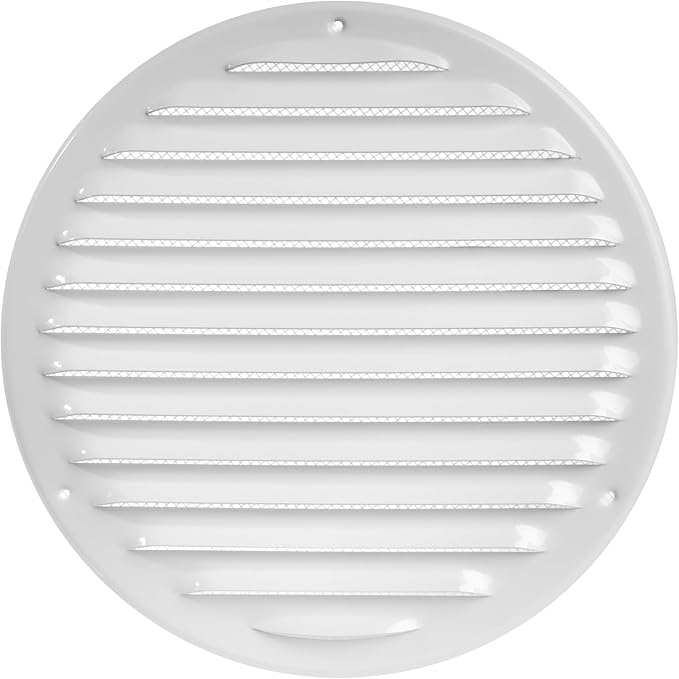 Vent Systems 8" White Soffit Vent Cover - Round Air Vent Louver - Grill Cover - Built-in Insect Screen - HVAC Vents for Bathroom, Home Office, Kitchen