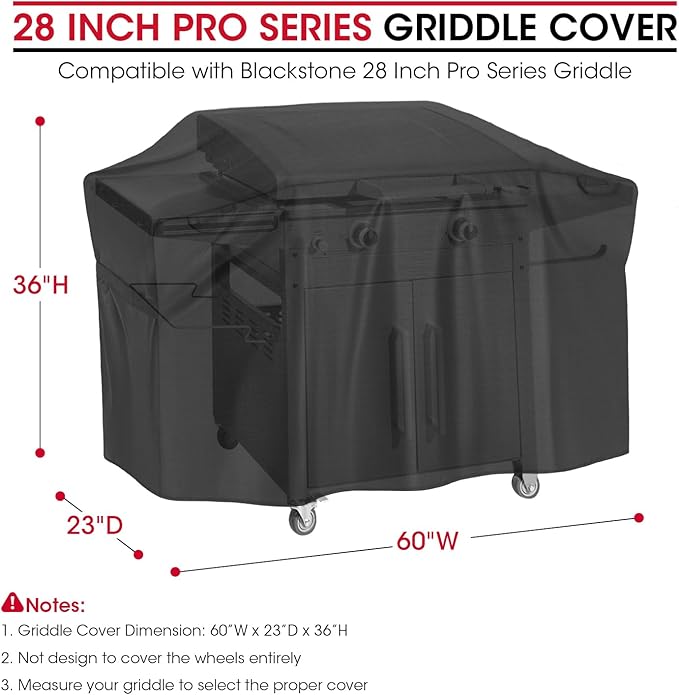 Unicook Griddle Cover for Blackstone 28 Inch ProSeries Grill, Outdoor 60 Inch Flat Top Gas BBQ Grill Cover，Unique UV Resistant Waterproof Vinyl with Polyester Lining, All Weather Protection