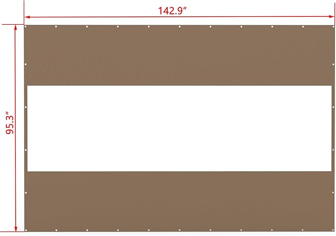 Domi Heavy Duty Outdoor Clear Panel Curtain, 18 oz Waterproof PVC Polyester Curtain, Weather Resistant & Tearproof for Patios, Gazebos, Pergolas, Privacy Screen (8'H x 12'W, Brown)
