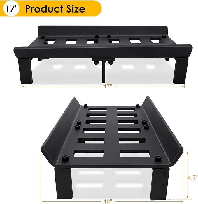 STBoo Fireplace Grate 17inch - Wood Stove Grates Heavy Duty | Fireplace Log Holder | Firewood Log Burning Wrought Iron Rack | Fire Pit Tray for Indoor Chimney Hearth & Outdoor Kindling Tool