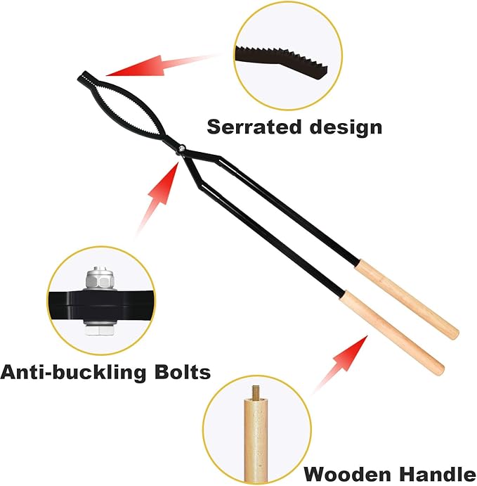 42" Fire Tongs Firewood Log Grabbers and Fire Poker Set, Portable Detachable Heavy Duty Large Fire Tongs Fire Poker Tools Set for Fire Pit, Fireplace, Camping, Bonfires Outdoor/Indoor