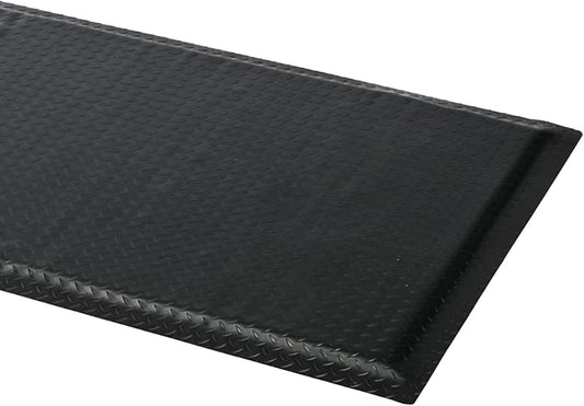 2 x 6 FT Anti Fatigue Mats Industrial 15/16 Inch Thick Soft Sponge Ergonomic Mat Durable Heavy Duty Diamond Plate for Standing Non Slip Industrial Grade Floor Mat for Leg & Back Pain(Black)
