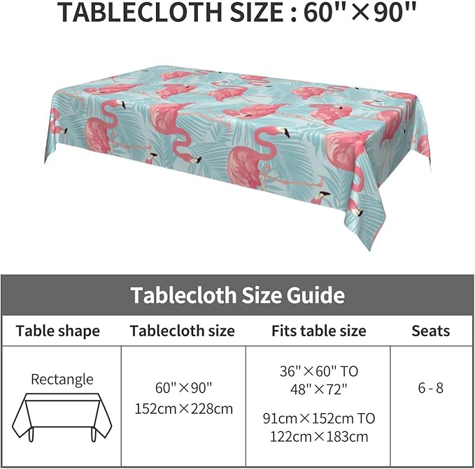 Worltoldb Flamingo Palm Leaf Tablecloths Polyester Table Cloth for Kitchen Dinning Table Washable Table Cover for Parties Wedding Picnic