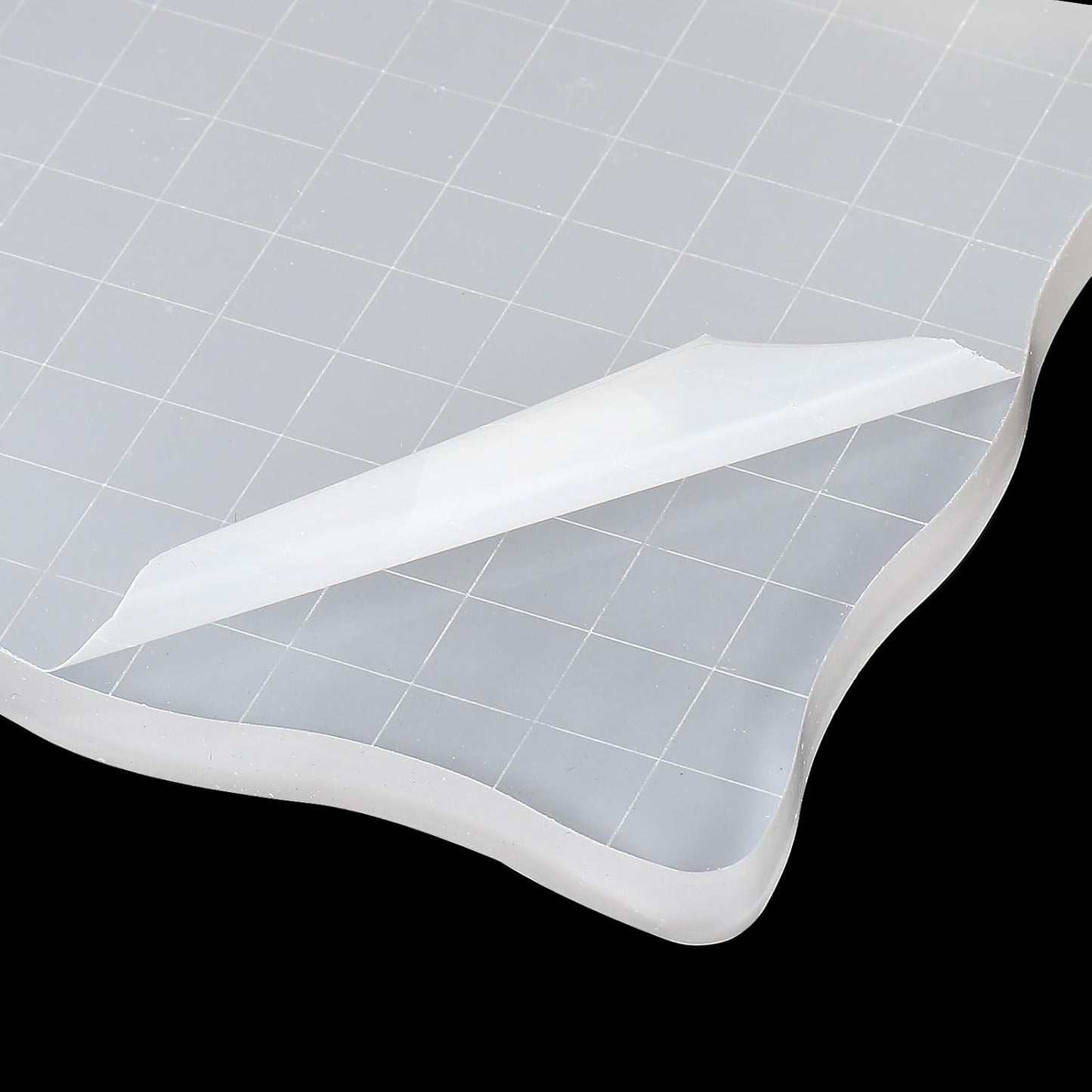 PATIKIL 4" x 4" Acrylic Stamp Block, Clear Stamping Block with Grid Lines Decorative Mounting Blocks Wave for Scrapbooking DIY Crafts Card Making