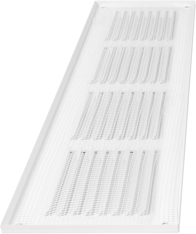 Repa Market Air Vent Cover 16x4 Inch (Outer Dimensions) White Galvanized Steel Louvered Grill Cover with Mesh Screen/Wall or Ceiling Vent/HVAC Register for Indoor and Outdoor Ventilation