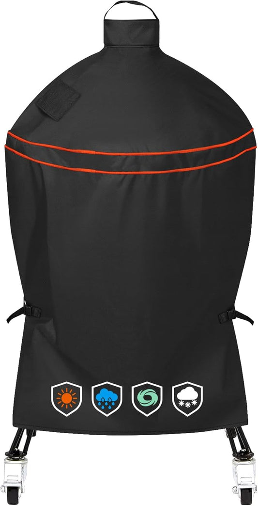 Heavy-Duty 600D Grill Cover fit for Kamado Joe 18-inch Classic Joe Series I II III Ceramic Charcoal Grill and Other Round 18-inch Charcoal Grill with Similar Sizes, 33" Dia x 48" H