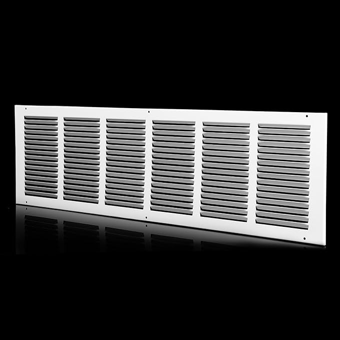 30 x 8 Return Air Grille (Duct Opening Size), Air Return Vent Cover, AC Vent Cover, Cold Air Return Vent Cover, Flat Return Air Grilles, Outer Dimensions:31.75"W x 9.75"H (30"W x 8"H, Duct Opening)