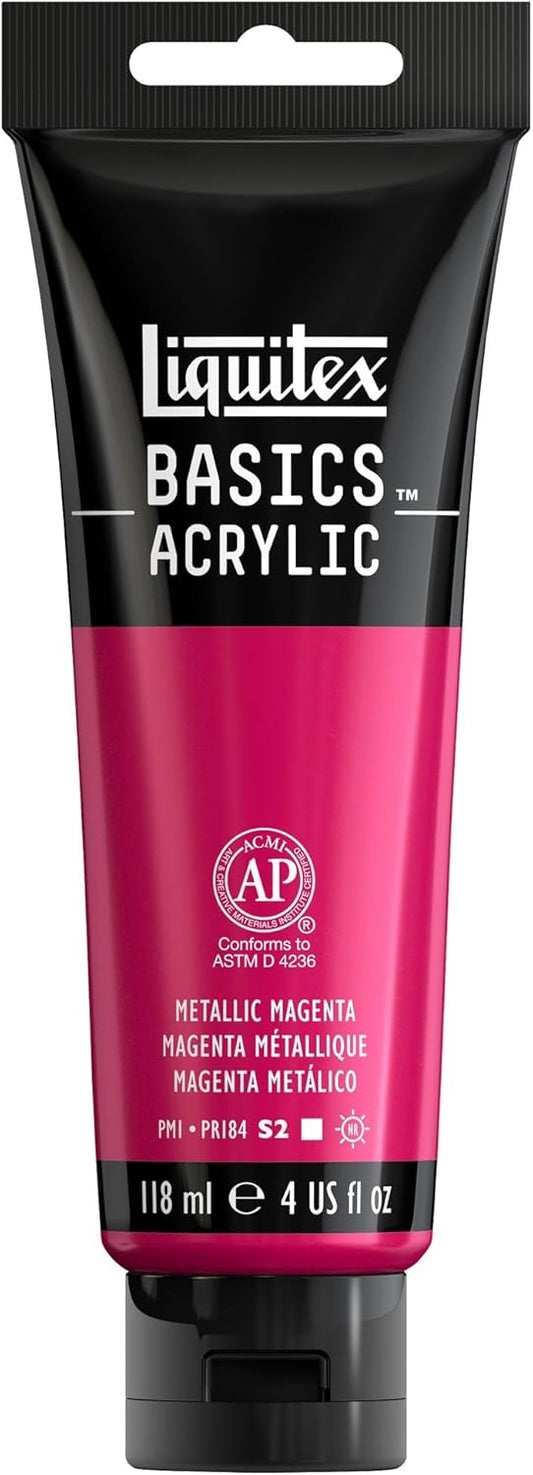 Liquitex BASICS Acrylic Paint, 118ml (4-oz) Tube, Metallic Magenta