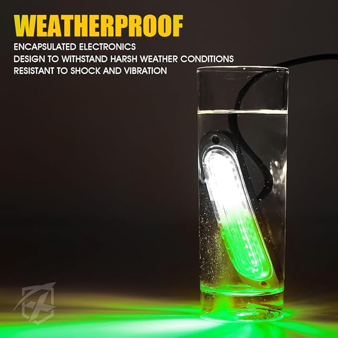 Xprite White Green LED Surface Mount Strobe Lights Kit, w/Control Panel Emergency Safety Warning Flashing Grille Cop Marker Light Assembly for Vehicles Trucks ATV UTV Motorcycle 8PCS