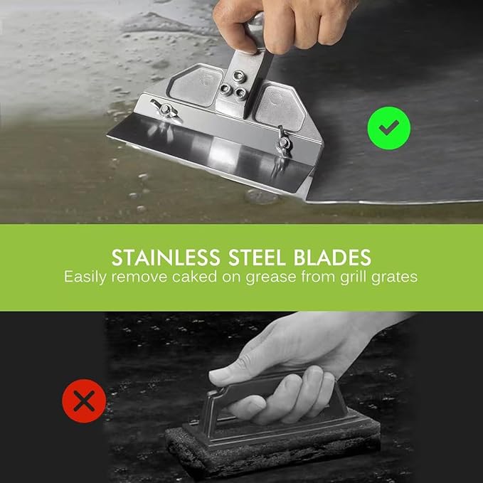 6" Stainless Steel Griddle Scraper Blades 6 Pack, Razor Sharp Grill Scraper Blades, Replacement Blade for Griddle & BBQ Grill Scraper