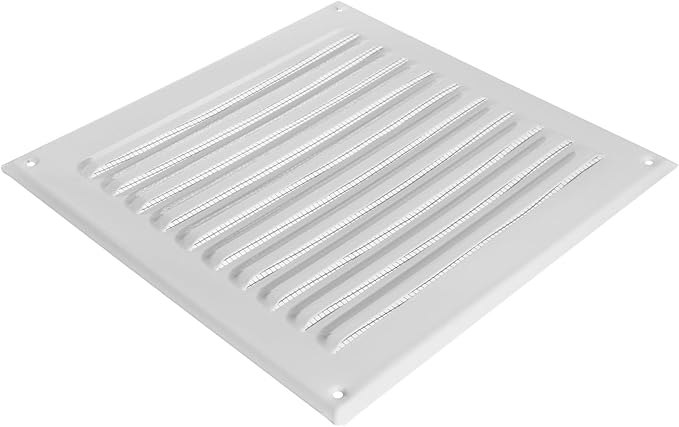 Square Ventilation Grille / 8" x 8" Inch Inside Measurement/White Metal Air Vent Louver - Inside/Outside use - / 10" x 10" Inch Outer Measurement