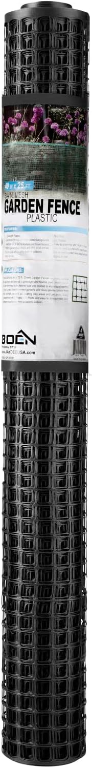 BOEN Garden Fence Temporary Barrier Outdoor Fence for Dog, Rabbit or Deer, Garden Netting Plastic Mesh Plant Protection (4' x 75', Green)