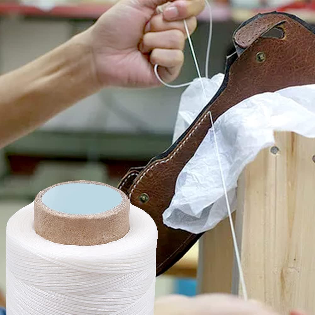 284 Yards Waxed Thread, 210D Heavy Duty Wax Upholstery Thread for Leather Sewing, 0.8mm Flat Waxed String for Bookbinding/Shoe Repairing/Leather Projects