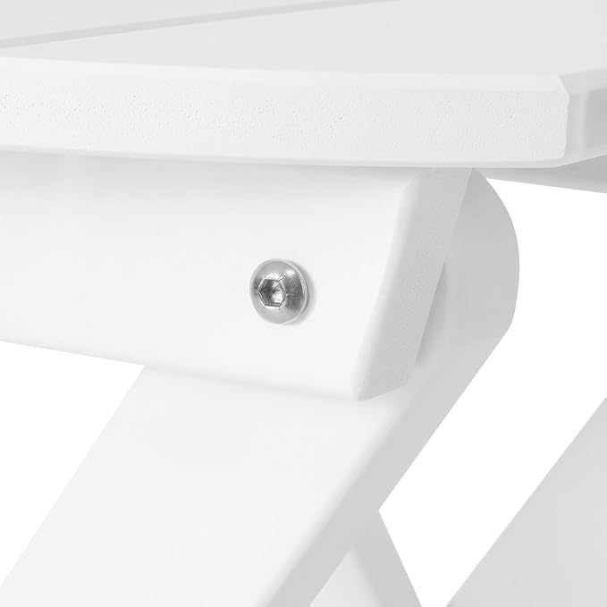 Costaelm Paradise HDPE Outdoor 24.5 Inch Round Portable Folding Patio Dining Table, White
