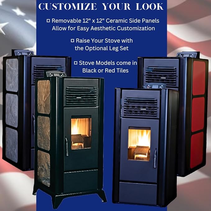 Stove for Freedom Stoves Independence PS21: Wi-Fi Control, External Power Backup Compatible, Removable Legs, Heats up to 1800 Sq Ft, Red, EPA Certified