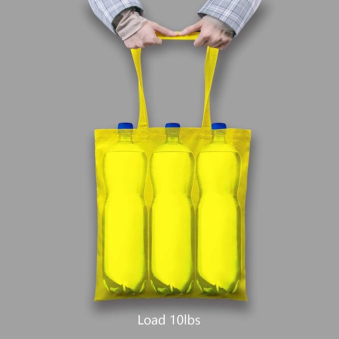 TOPDesign 24-Pack Economical 16"x15" Yellow Cotton Tote Bag, Lightweight Medium Reusable Grocery Shopping Cloth Bags, Suitable for DIY, Advertising, Promotion, Gift, Activity