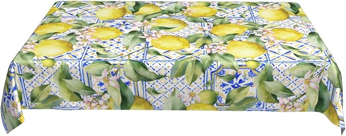 Worltoldb Lemon Tablecloths Polyester Table Cloth for Kitchen Dinning Table Washable Table Cover for Parties Wedding Picnic