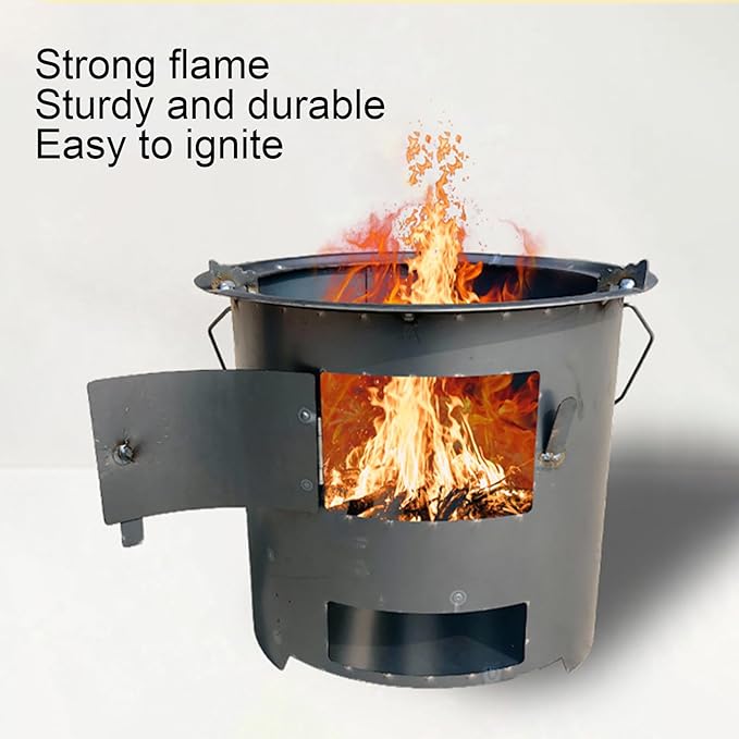 Rocket Stove Camping – Outdoor Wood Burner | Portable Outdoor Cookware With Grill And Tongs, Ideal For Survival, Backpacking, Hiking, RV Travel, Preparedness, Bonfires, Patio, Cooking Advent