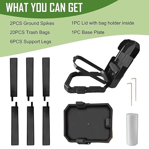 Collapsible Trash Bag Holder with 20 Pcs Trash Bags, Portable Trash Can with Trash Bag Storage, Waste Bin for Camping, RV, Picnics, Home and Recycling