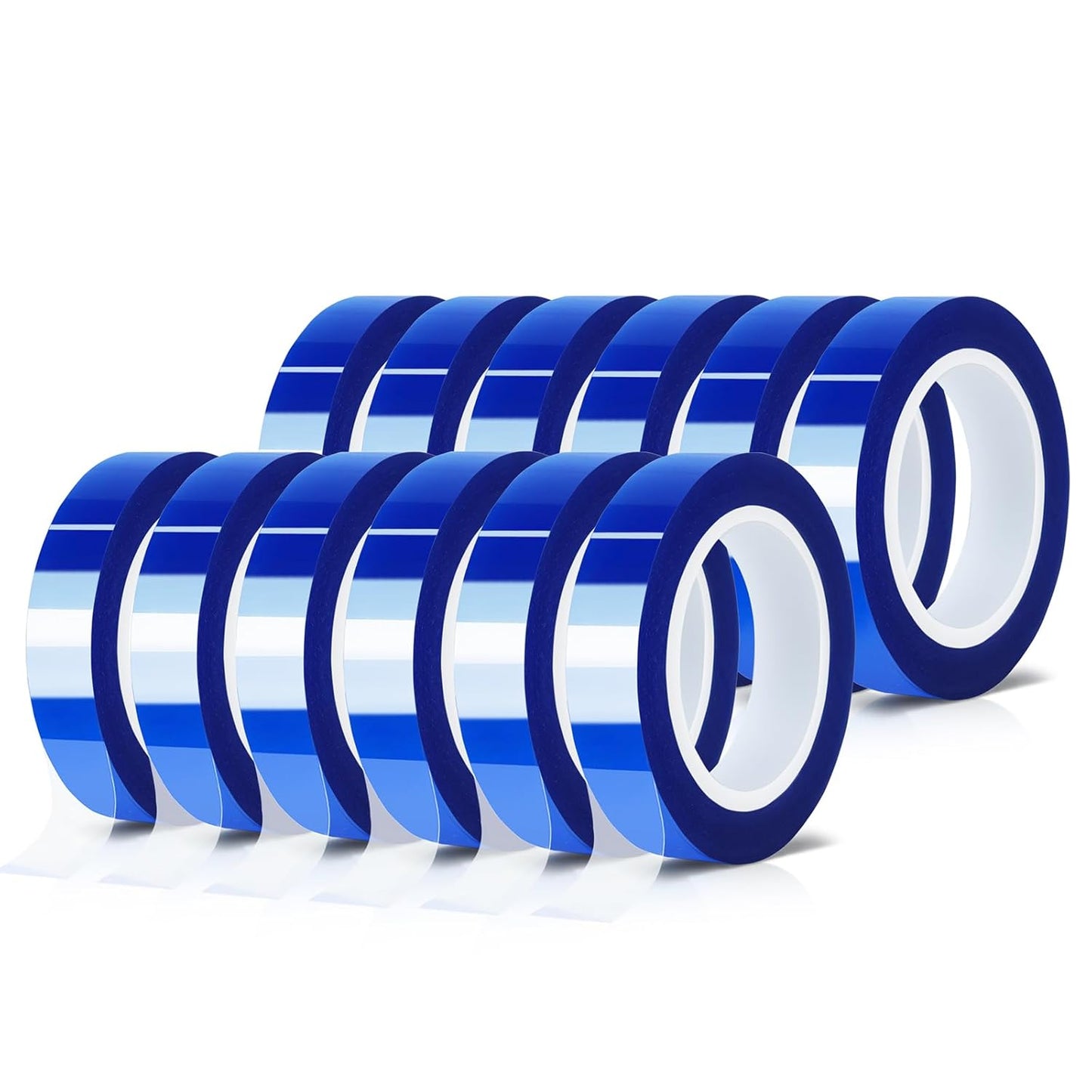 12 Rolls 10mm x16m(52FT) Blue Heat Tape High Temperature Heat Resistant Tape Heat Transfer Tape for Heat Sublimation Press Vinyl,No Residue