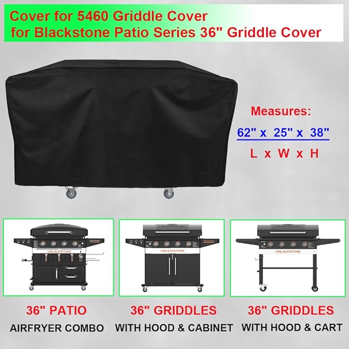 Cover for Blackstone Patio Series 36" Griddle，600D Heavy Duty Waterproof Flat Top Grill Cover for Blackstone 5460 Patio Series 36 Inch Griddle